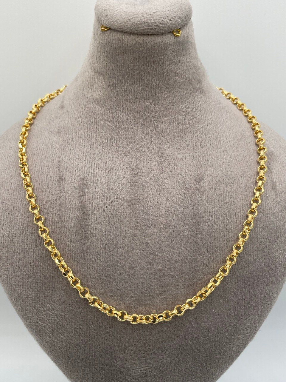 18K GOLD ROLO(3.5mm) NECKLACE Chain,Solid Gold,Real Gold,Diamond Cut,For Her,For Him,Birthday Gift,Christmas Gift,Boyfriend Gift.