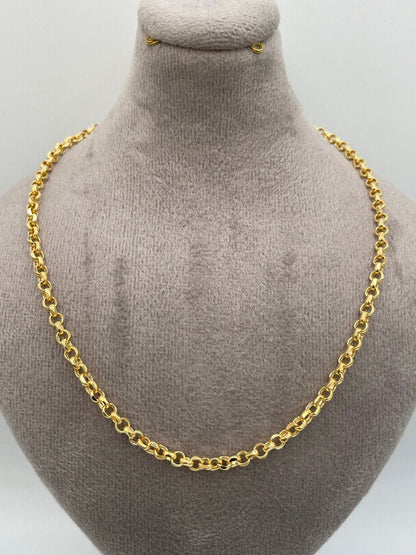 18K GOLD ROLO(3.5mm) NECKLACE Chain,Solid Gold,Real Gold,Diamond Cut,For Her,For Him,Birthday Gift,Christmas Gift,Boyfriend Gift.