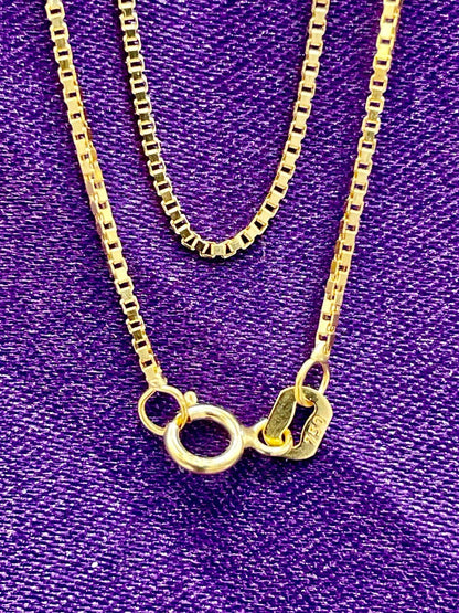 18K Solid GOLD BOX Chain(1mm)NECKLACE ,Real Gold,Necklace Chain,For Her,For Him,Birthday Gift,Christmas Gift,Gift For Dad,Gift For Mom.