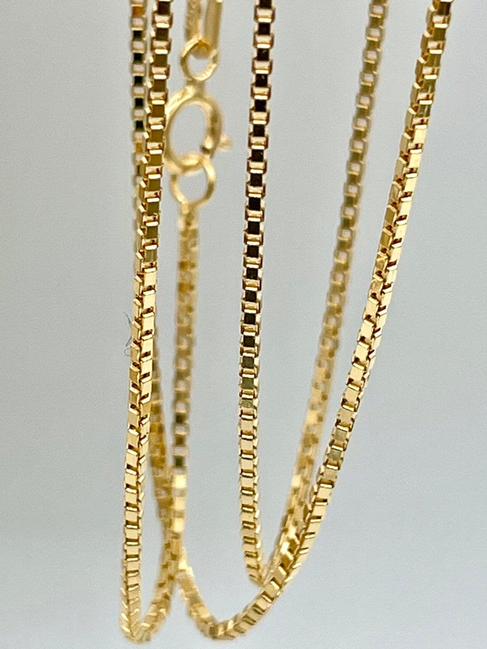 18K Solid GOLD BOX Chain(1mm)NECKLACE ,Real Gold,Necklace Chain,For Her,For Him,Birthday Gift,Christmas Gift,Gift For Dad,Gift For Mom.