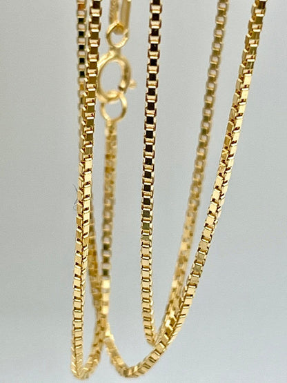 18K Solid GOLD BOX Chain(1mm)NECKLACE ,Real Gold,Necklace Chain,For Her,For Him,Birthday Gift,Christmas Gift,Gift For Dad,Gift For Mom.