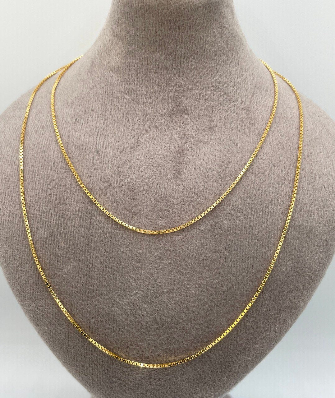 18K Solid GOLD BOX Chain(1mm)NECKLACE ,Real Gold,Necklace Chain,For Her,For Him,Birthday Gift,Christmas Gift,Gift For Dad,Gift For Mom.
