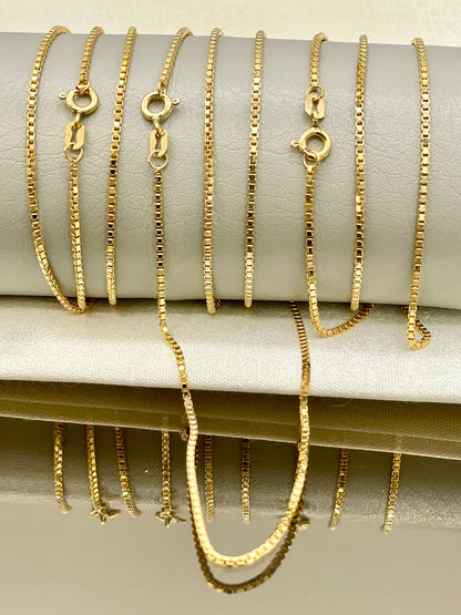 18K GOLD BOX(1.2mm) CHAIN Necklace, Real Gold, Solid Gold, Birthday Gift, For Her, For Him, Gift For Mom,Gift For Dad,Anniversary Gift