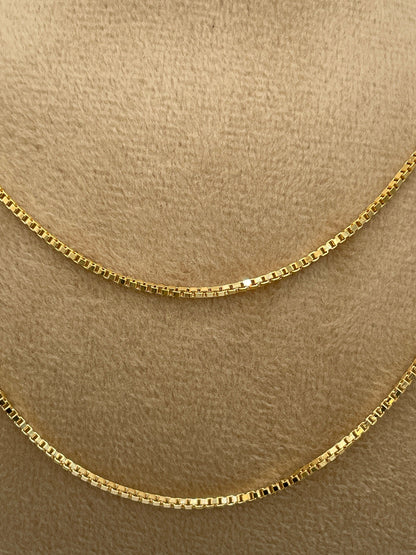 18K GOLD BOX(1.2mm) CHAIN Necklace, Real Gold, Solid Gold, Birthday Gift, For Her, For Him, Gift For Mom,Gift For Dad,Anniversary Gift