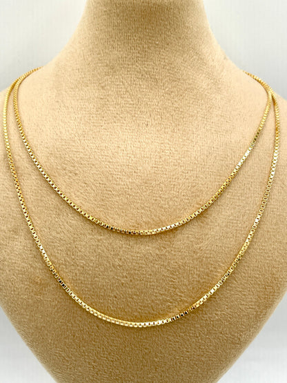 18K GOLD BOX(1.2mm) CHAIN Necklace, Real Gold, Solid Gold, Birthday Gift, For Her, For Him, Gift For Mom,Gift For Dad,Anniversary Gift