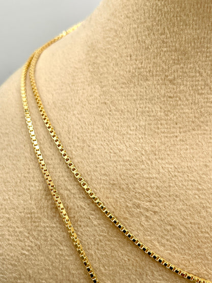 18K GOLD BOX(1.2mm) CHAIN Necklace, Real Gold, Solid Gold, Birthday Gift, For Her, For Him, Gift For Mom,Gift For Dad,Anniversary Gift