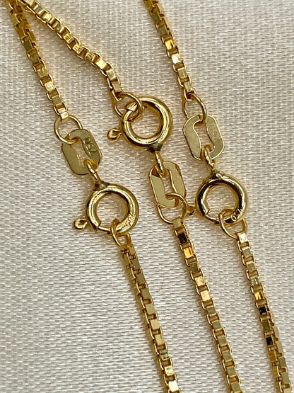 18K GOLD BOX(1.2mm) CHAIN Necklace, Real Gold, Solid Gold, Birthday Gift, For Her, For Him, Gift For Mom,Gift For Dad,Anniversary Gift