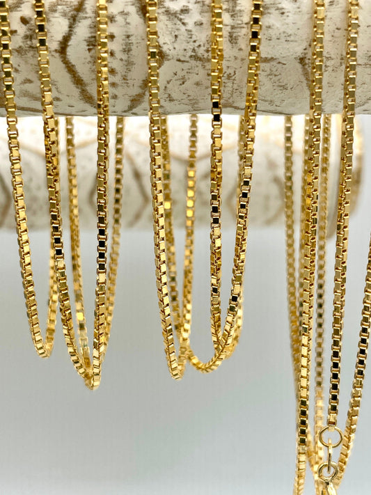 18K GOLD BOX(1.2mm) CHAIN Necklace, Real Gold, Solid Gold, Birthday Gift, For Her, For Him, Gift For Mom,Gift For Dad,Anniversary Gift