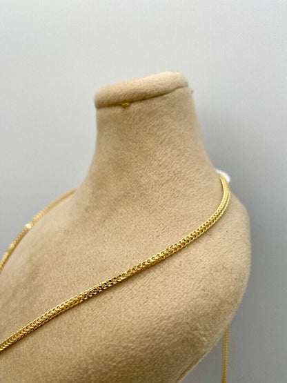 18K GOLD FRANCO(2mm)NECKLACE Chain,Real Gold,Diamond Cut,For Her,For Him,Birthday Gift,Christmas Gift,Anniversary Gift,Gift ForDad new style