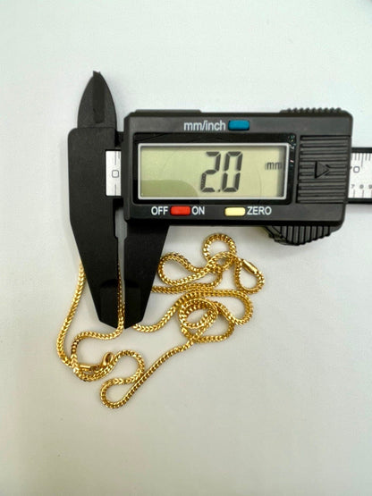 18K GOLD FRANCO(2mm)NECKLACE Chain,Real Gold,Diamond Cut,For Her,For Him,Birthday Gift,Christmas Gift,Anniversary Gift,Gift ForDad new style