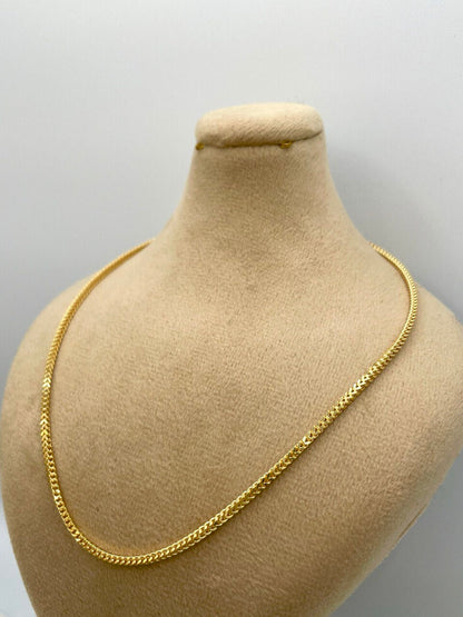 18K GOLD FRANCO(2mm)NECKLACE Chain,Real Gold,Diamond Cut,For Her,For Him,Birthday Gift,Christmas Gift,Anniversary Gift,Gift ForDad new style