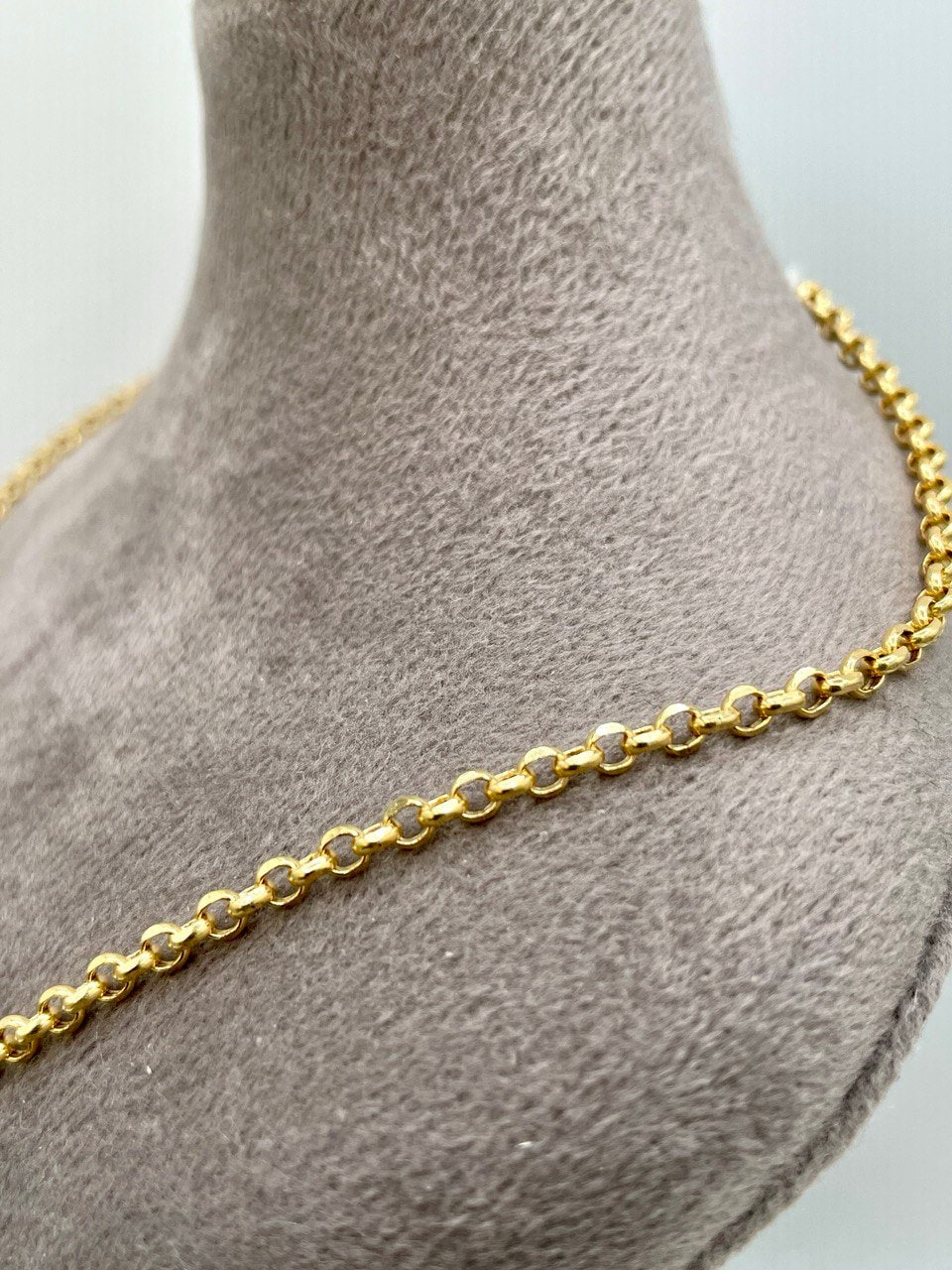 18K GOLD ROLO(3mm)NECKLACE,Solid Gold,Real Gold,Diamond Cut,For Her,For Him,Birthday Gift,Anniversary Gift,Gift For Dad,Gift For Mom.