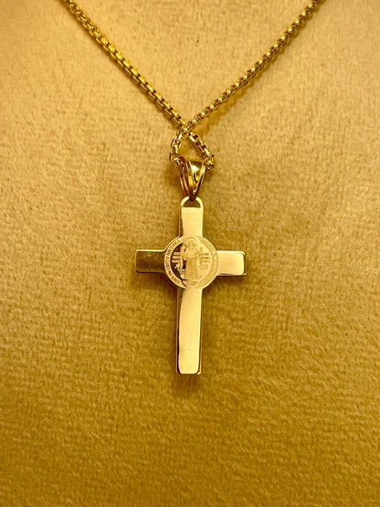18K GOLD CROSS NECKLACE ,Real Gold,Crucifix necklace,Jesus Cross,Round box Cross,For Him, For Her,Gift for Dad,Gift For Mom,Birthday Gift.