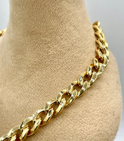 18K GOLD CURB NECKLACE (7.5mm)Chain,Real Gold,For Her,For Him,Birthday Gift,Christmas Gift,Gift For Dad,Gift For Mom,Boyfriend Gift.
