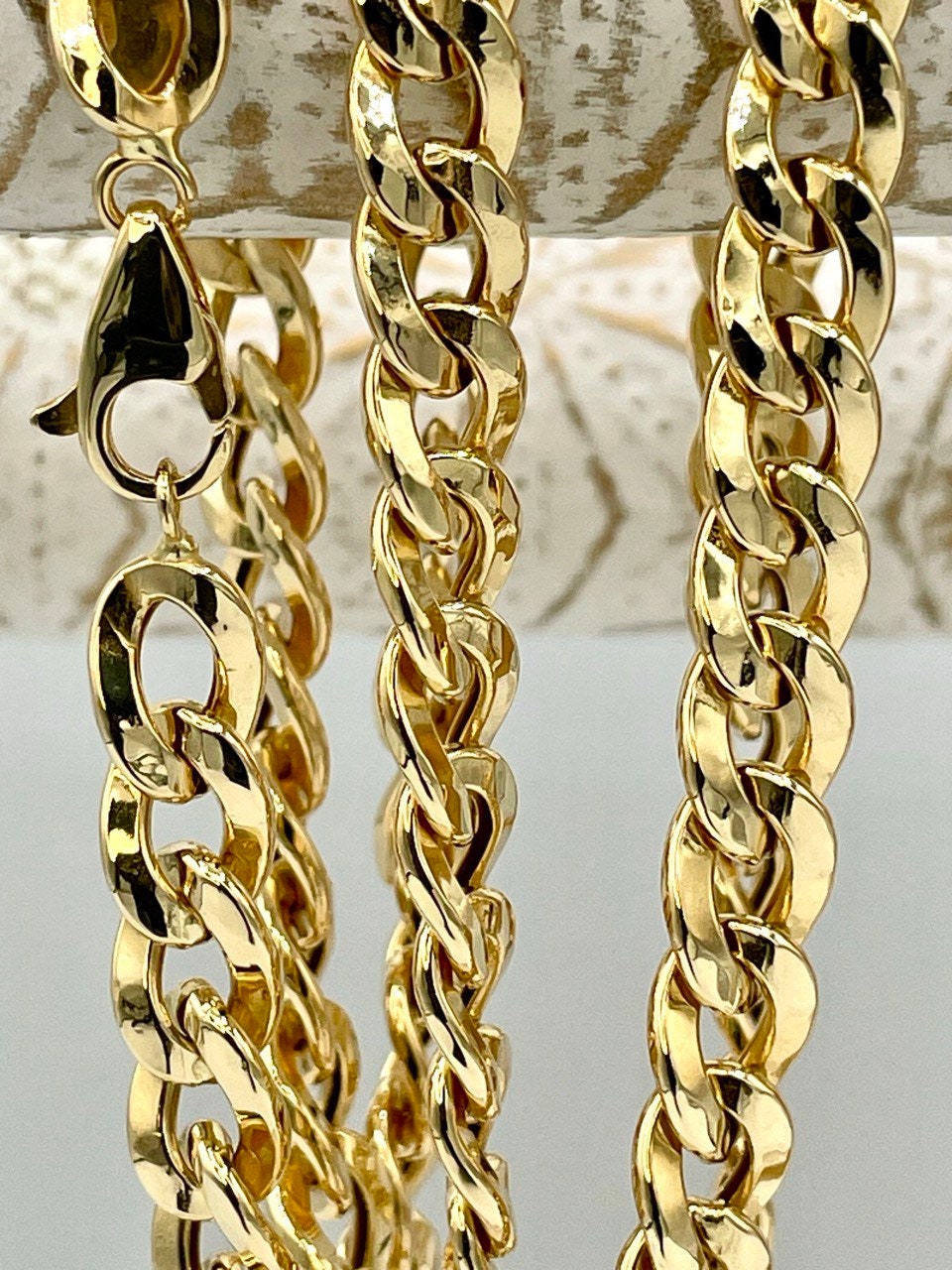 18K GOLD CURB NECKLACE (7.5mm)Chain,Real Gold,For Her,For Him,Birthday Gift,Christmas Gift,Gift For Dad,Gift For Mom,Boyfriend Gift.
