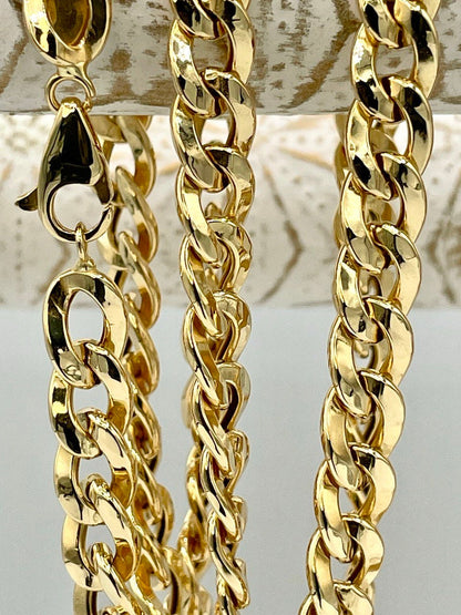 18K GOLD CURB NECKLACE (7.5mm)Chain,Real Gold,For Her,For Him,Birthday Gift,Christmas Gift,Gift For Dad,Gift For Mom,Boyfriend Gift.