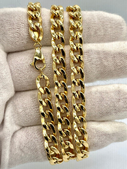 18K GOLD CURB NECKLACE (7.5mm)Chain,Real Gold,For Her,For Him,Birthday Gift,Christmas Gift,Gift For Dad,Gift For Mom,Boyfriend Gift.