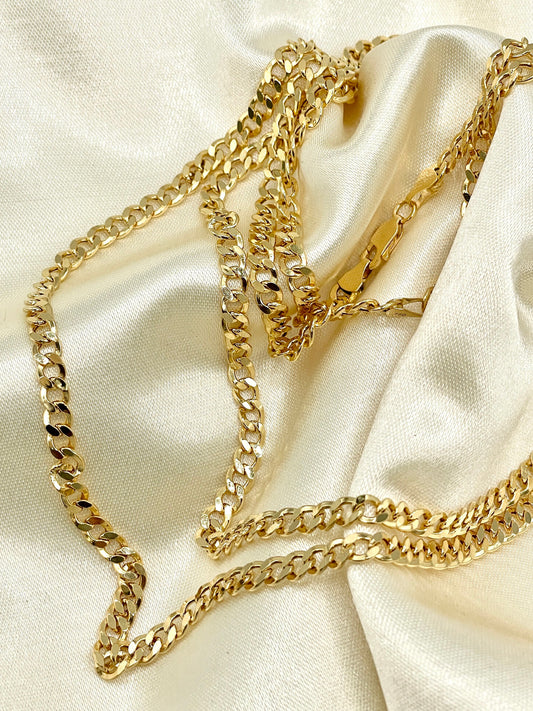 18k CURB (4.4MM)NECKLACE, Real Gold ,Christmas Gift, Anniversary Gift, For him, For her, Unisex Gold Gift, Birthday Gift,REAL Solid  Gold.