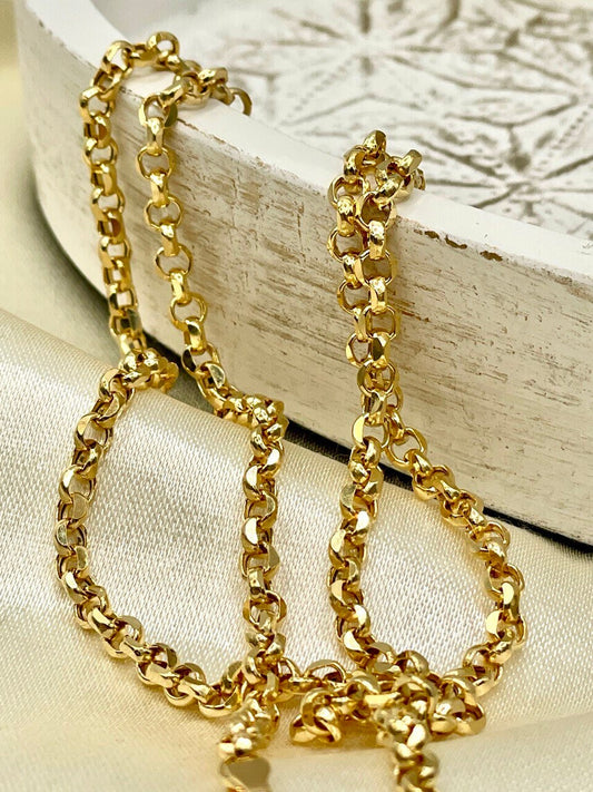 18K GOLD ROLO(3.5mm)NECKLACE,Real Gold,Solid Gold,Diamond Cut,Birthday Gift,For Her,For Him,Gift For Dad,Gift For Mom,Boyfriend Gift.