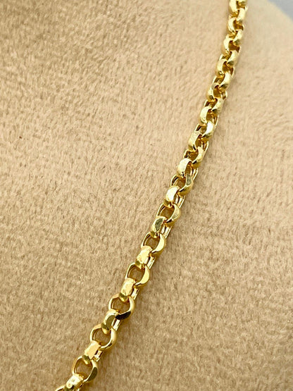 18K GOLD ROLO(3.5mm)NECKLACE,Real Gold,Solid Gold,Diamond Cut,Birthday Gift,For Her,For Him,Gift For Dad,Gift For Mom,Boyfriend Gift.