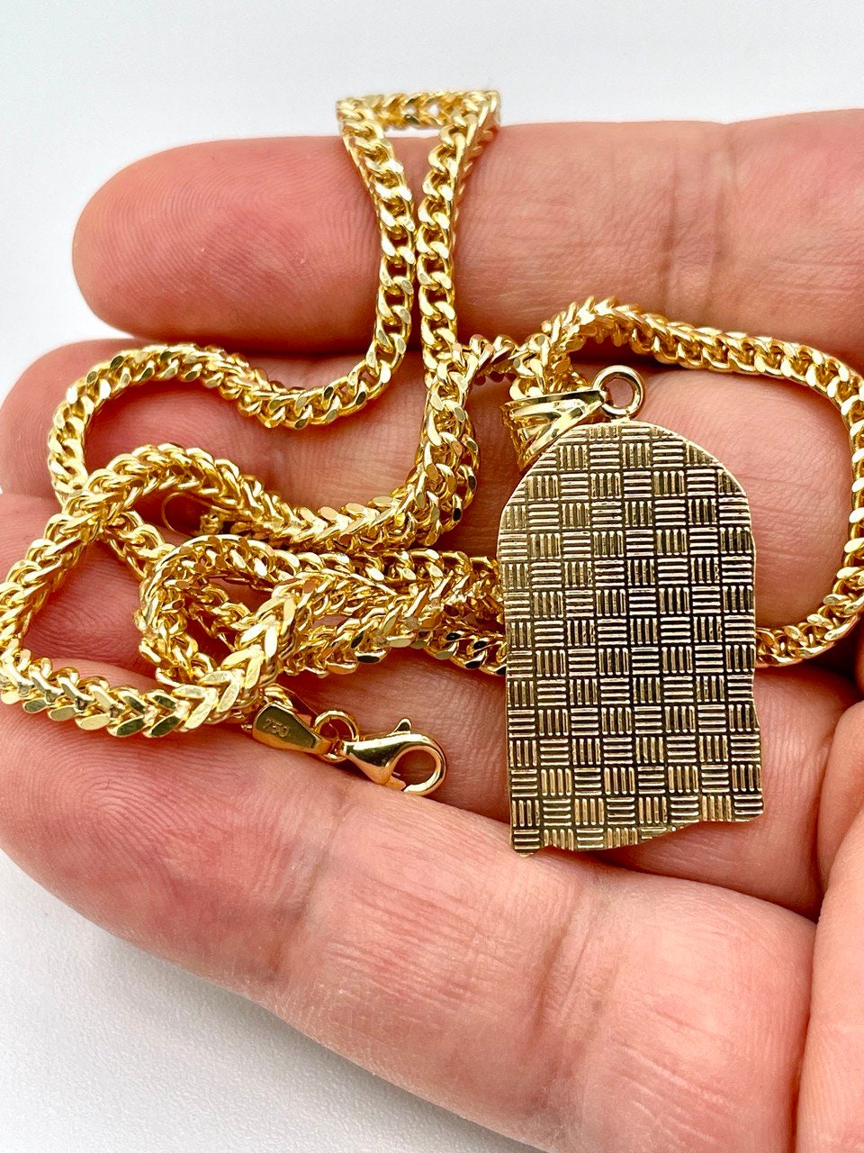 18K GOLD JESUS(1.5")NECKLACE,Franco(3.5mm),Solid Gold,Real Gold,For Her,For Him,Birthday Gift,Christmas Gift,Partner Gift,Gift For Dad.