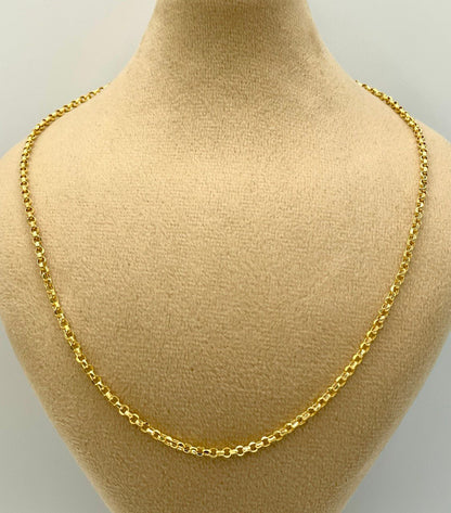 18K GOLD ROLO(2.3)NECKLACE Chain,Real Gold,SolidGold, Diamond Cut,Yellow Gold,Birthday Gift,Partner Gift,For Her,For Him,Gift For Dad.