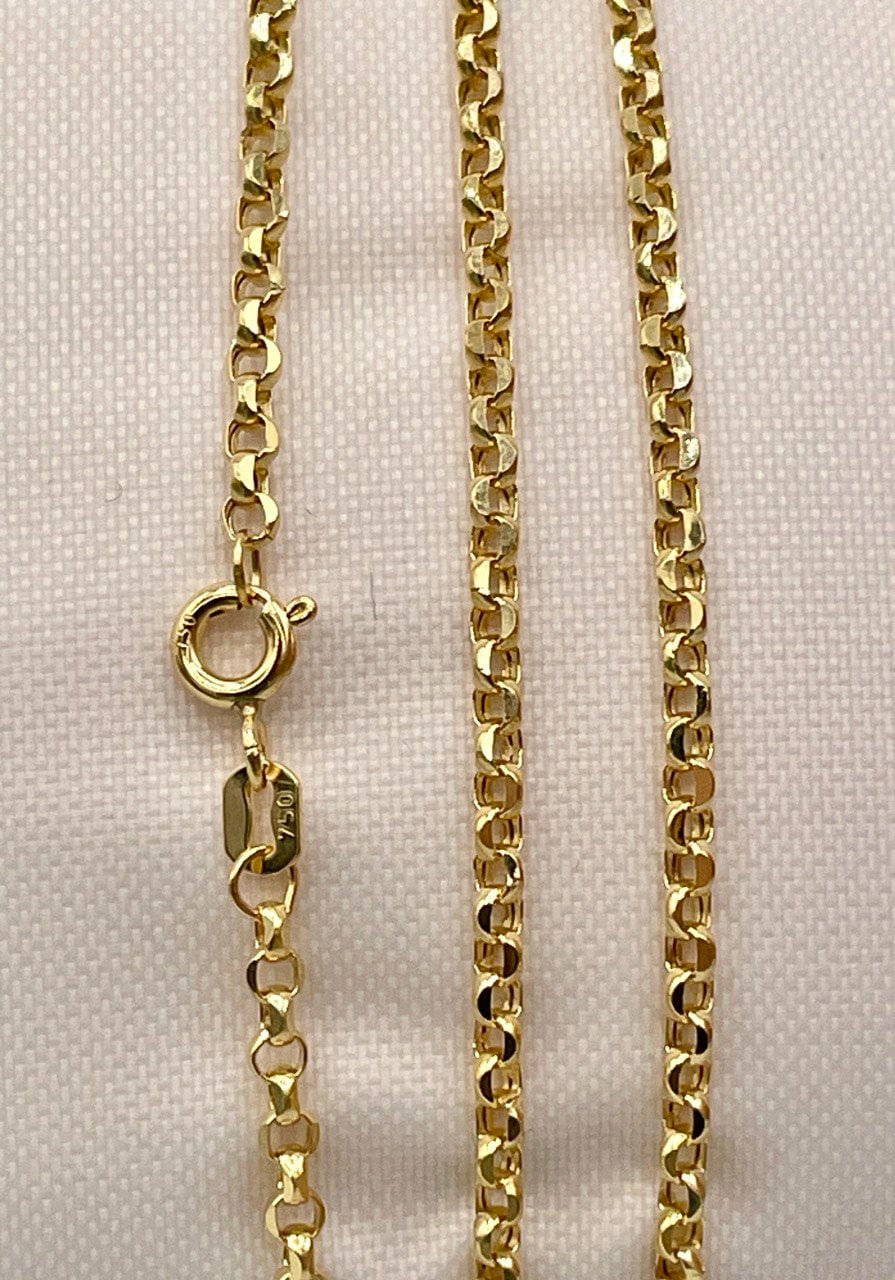 18K GOLD ROLO(2.3)NECKLACE Chain,Real Gold,SolidGold, Diamond Cut,Yellow Gold,Birthday Gift,Partner Gift,For Her,For Him,Gift For Dad.