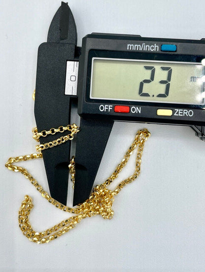18K GOLD ROLO(2.3)NECKLACE Chain,Real Gold,SolidGold, Diamond Cut,Yellow Gold,Birthday Gift,Partner Gift,For Her,For Him,Gift For Dad.