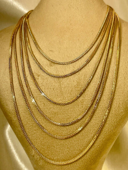 18K GOLD FRANCO (1.2mm)NECKLACE Chain,Real Gold,For Him,For Her,Birthday Gift,Franco Chain,Yellow and White,16"18"20",Christmas Gift