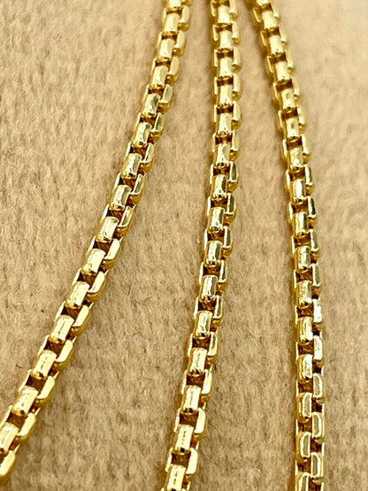18K GOLD  BOX Chain Necklace Chain,Real Solid Gold,(2mm Width) Chain,Birthday Gift,Partner Gift,For Her,For Him,Gift For Dad,Christmas Gift.