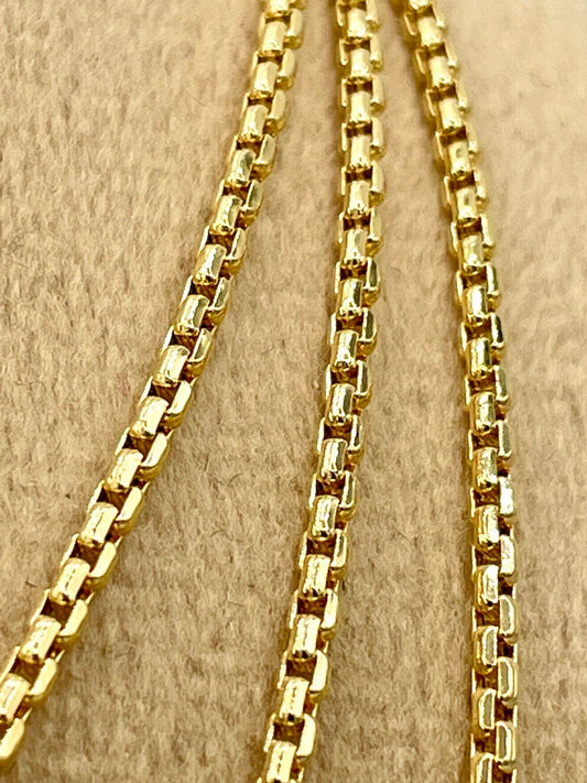 18K GOLD  BOX Chain Necklace Chain,Real Solid Gold,(2mm Width) Chain,Birthday Gift,Partner Gift,For Her,For Him,Gift For Dad,Christmas Gift.