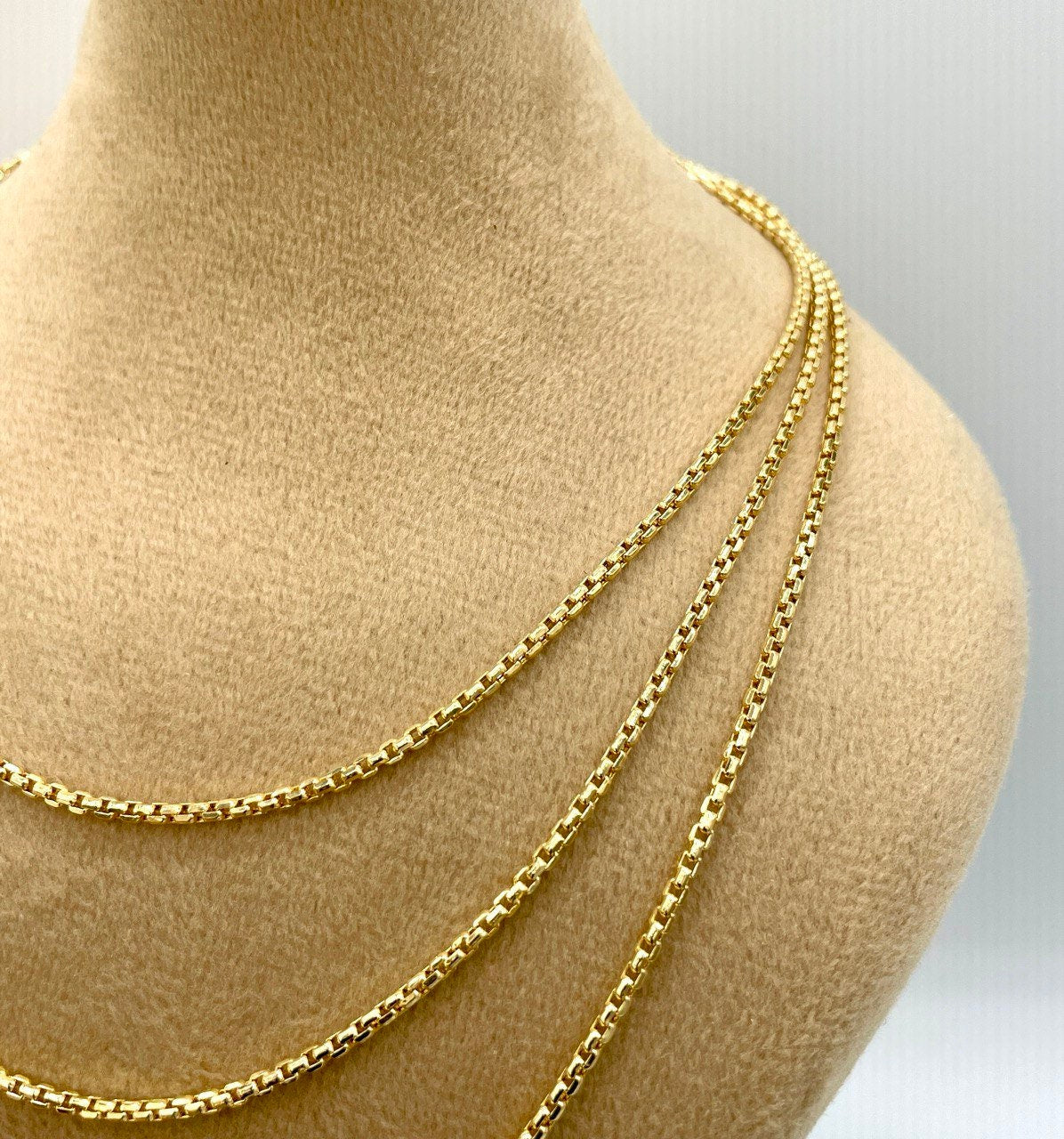 18K GOLD  BOX Chain Necklace Chain,Real Solid Gold,(2mm Width) Chain,Birthday Gift,Partner Gift,For Her,For Him,Gift For Dad,Christmas Gift.