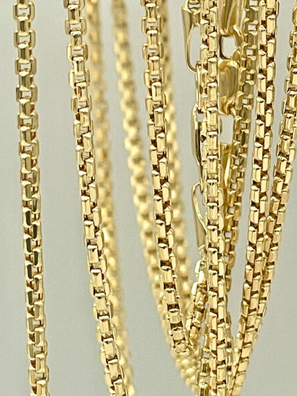 18K GOLD  BOX Chain Necklace Chain,Real Solid Gold,(2mm Width) Chain,Birthday Gift,Partner Gift,For Her,For Him,Gift For Dad,Christmas Gift.