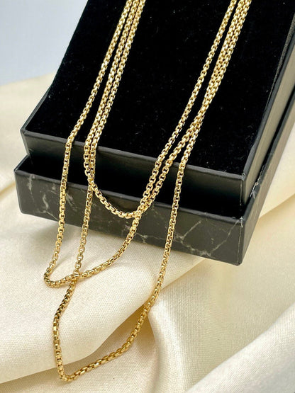 18K GOLD  BOX Chain Necklace Chain,Real Solid Gold,(2mm Width) Chain,Birthday Gift,Partner Gift,For Her,For Him,Gift For Dad,Christmas Gift.