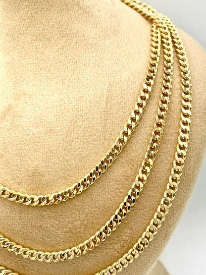 18K GOLD CURB(4.1mm)NECKLACE Chain,Real Gold,Solid Gold,Birthday Gift,Partner Gift,For Her,For Him,Christmas Gift,Gift For Dad,Gift For Mom.