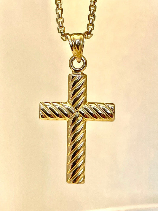 18K GOLD CROSS NECKLACE,Real Gold,Round Box,Birthday Gift,For Her,For Him,Christmas Gift,Anniversary Gift,Boyfriend Gift,Girlfriend Gift.
