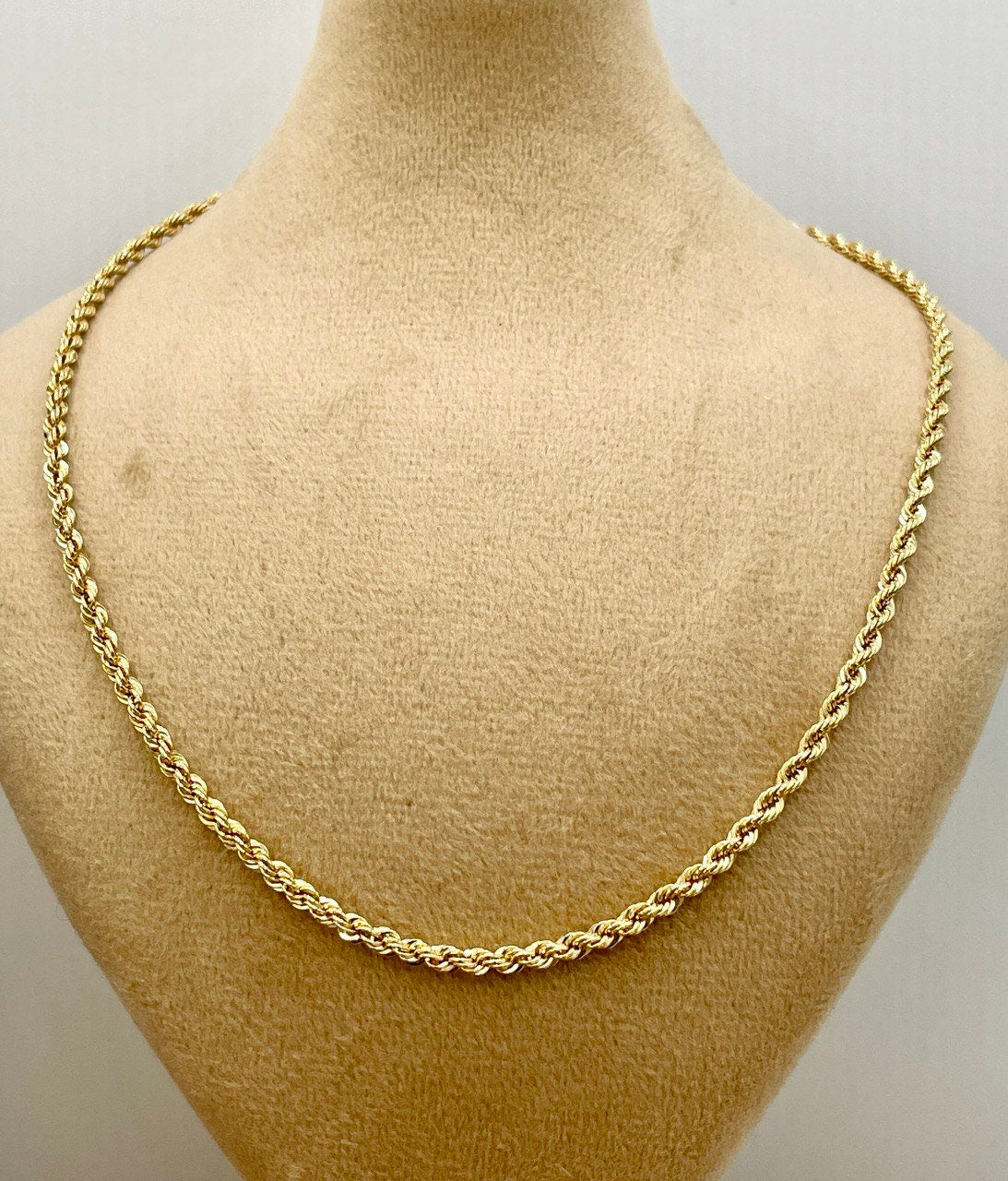 18K GOLD ROPE CHAIN(3mm) Necklace,Real Gold,Yellow Gold,Diamond Cut,Birthday Gift,Partner Gift,For Her,For Him,Christmas Gift,Gift For Dad
