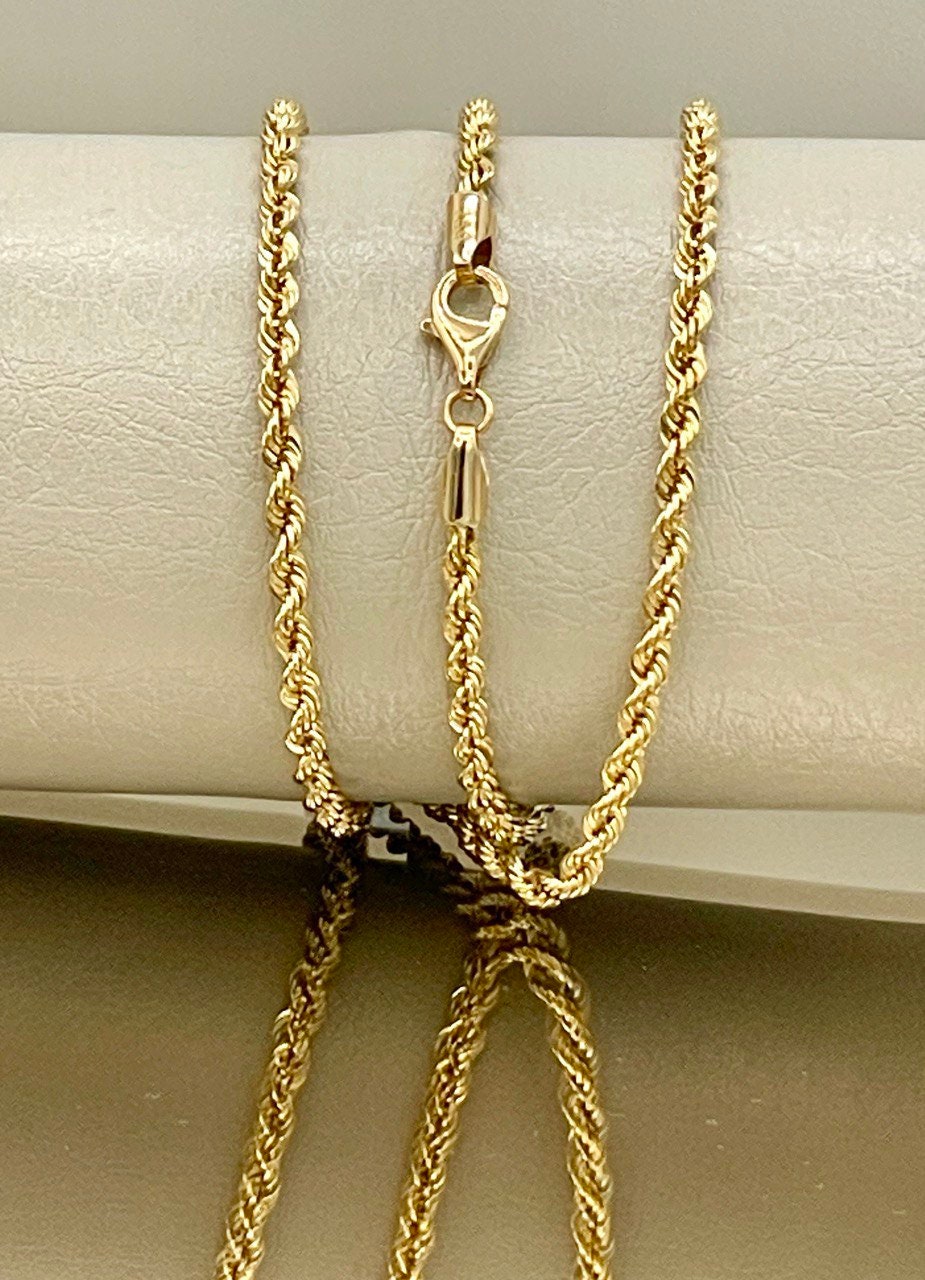 18K GOLD ROPE CHAIN(3mm) Necklace,Real Gold,Yellow Gold,Diamond Cut,Birthday Gift,Partner Gift,For Her,For Him,Christmas Gift,Gift For Dad
