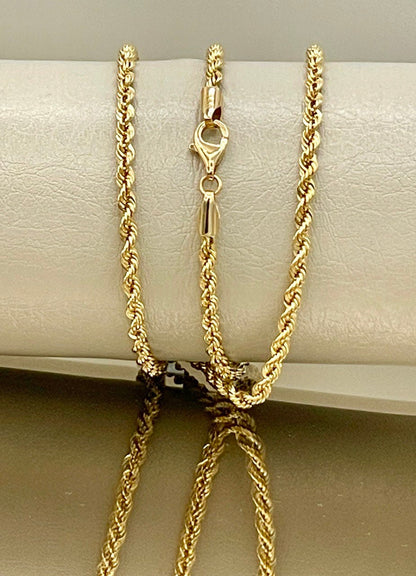 18K GOLD ROPE CHAIN(3mm) Necklace,Real Gold,Yellow Gold,Diamond Cut,Birthday Gift,Partner Gift,For Her,For Him,Christmas Gift,Gift For Dad