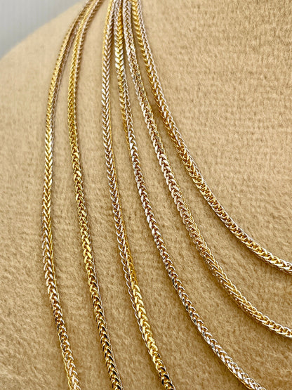18K GOLD FRANCO (1.2mm)NECKLACE Chain,Real Gold,For Him,For Her,Birthday Gift,Franco Chain,Yellow and White,16"18"20",Christmas Gift