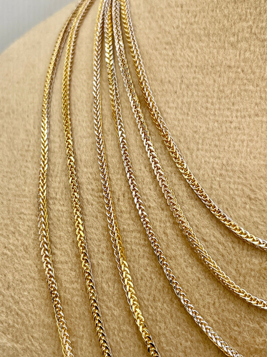 18K GOLD FRANCO (1.2mm)NECKLACE Chain,Real Gold,For Him,For Her,Birthday Gift,Franco Chain,Yellow and White,16"18"20",Christmas Gift