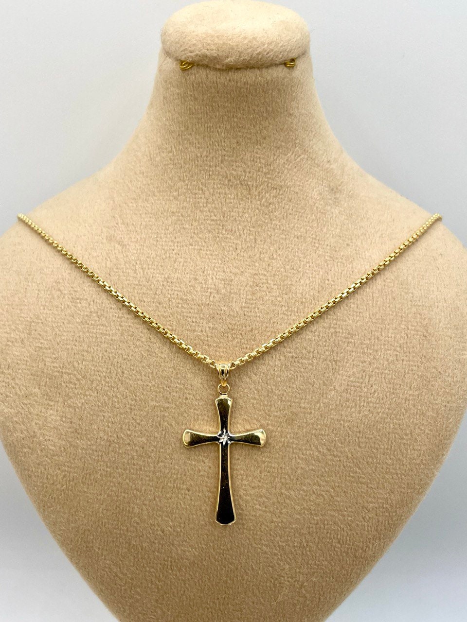 18K GOLD CROSS NECKLACE,Real Gold,Round Box Necklace Chain,fOR Him,For Her,Birthday Gift,Cristmas Gift,Gift For Dad,Gift For Mom.