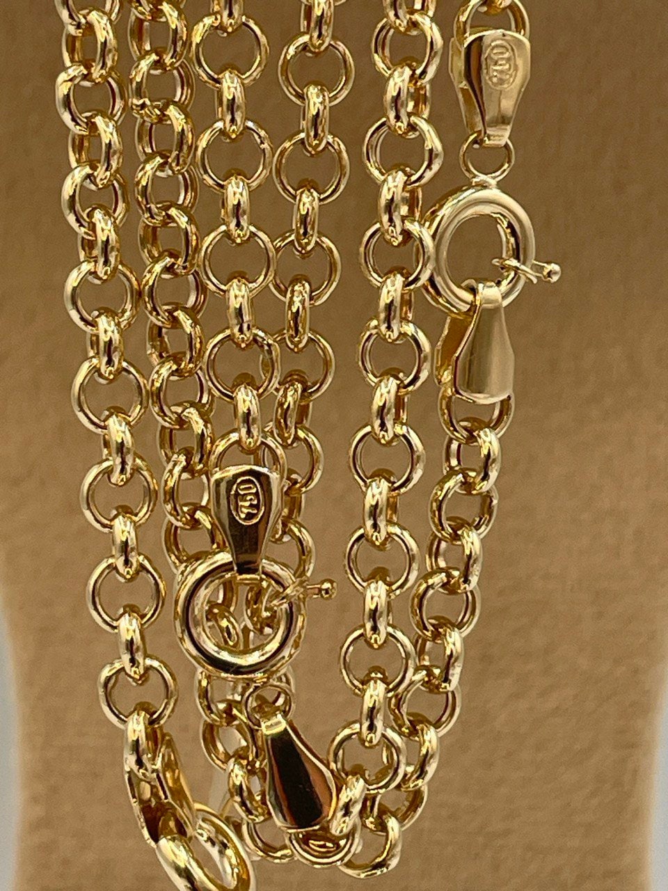 18K GOLD ROLO (5mm)NECKLACE,Real Gold,Birthday Gift,Christmas Gift,For Her,For Him,Gift For Dad,Gift For Mom,Style Necklace Chain.