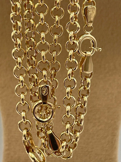 18K GOLD ROLO (5mm)NECKLACE,Real Gold,Birthday Gift,Christmas Gift,For Her,For Him,Gift For Dad,Gift For Mom,Style Necklace Chain.
