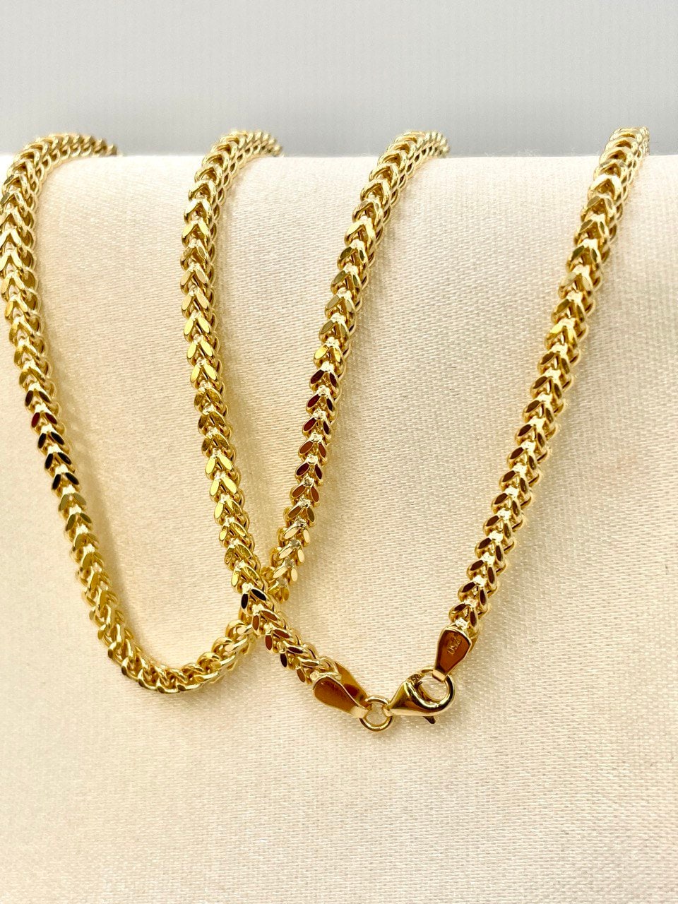 18K GOLD FRANCO(3mm)NECKLACE,Solid Gold,Real Gold,Necklace Chain,For Him,For Her,Birthday Gift,Anniversary Gift,Christmas Gift,Gift For Dad.
