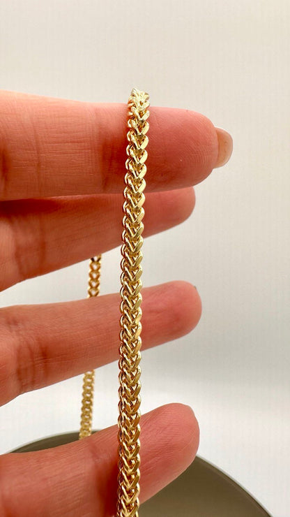 18K GOLD FRANCO(3mm)NECKLACE,Solid Gold,Real Gold,Necklace Chain,For Him,For Her,Birthday Gift,Anniversary Gift,Christmas Gift,Gift For Dad.