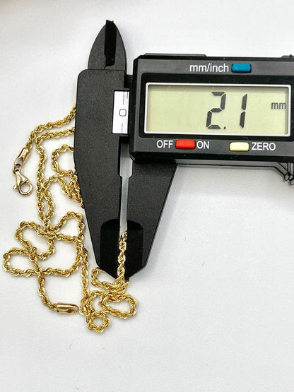18K GOLD ROPE CHAIN(2.1mm)Necklace,Real Gold,Yellow Gold,Birthday Gift,Partner Gift,For Her,For Him,Gift For Dad,Gift For Mom,Christmas Gift
