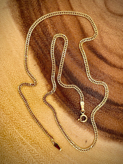 18K GOLD DOUBLE CURB(2.1mm)Necklace Chain,Diamond Cut,Birthday Gift,Partner Gift,For Her,For Him,Gift For Dad,Gift For Mom,New Style.
