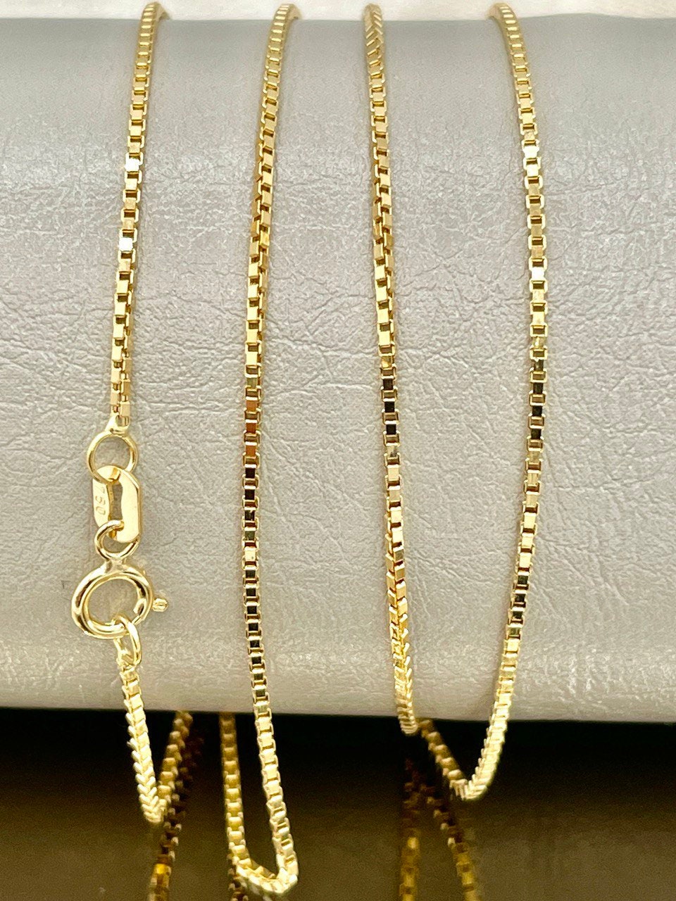 18K Solid GOLD BOX Chain(1mm)NECKLACE ,Real Gold,Necklace Chain,For Her,For Him,Birthday Gift,Christmas Gift,Gift For Dad,Gift For Mom.