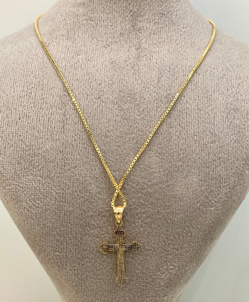 18K Real Solid Gold Cross Necklace 1” – 1mm Box Chain – Unisex Dainty Religious Pendant – Minimalist Christian Gift for Men & Women